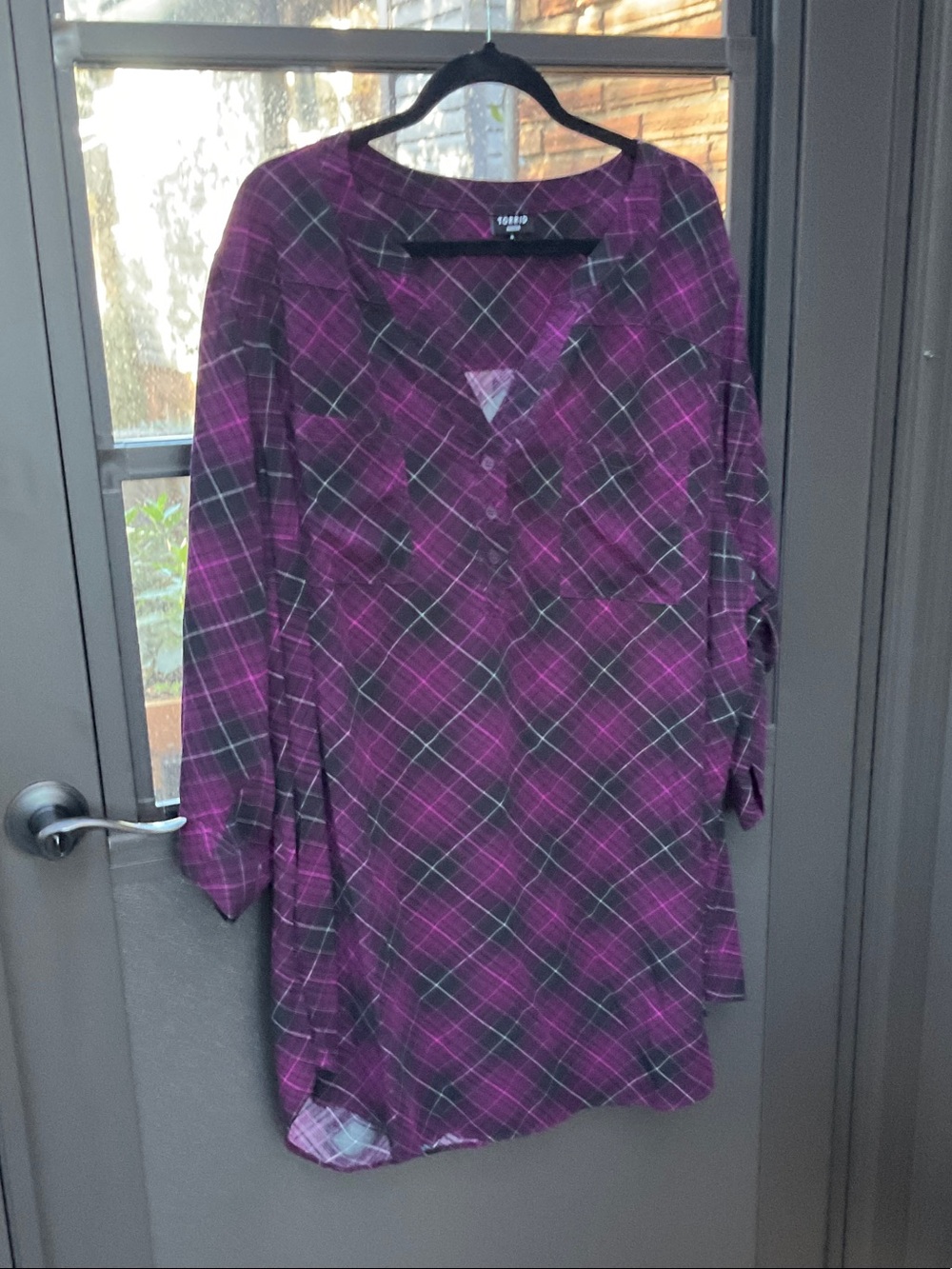 torrid Purple Plaid Long Sleeve Tunic